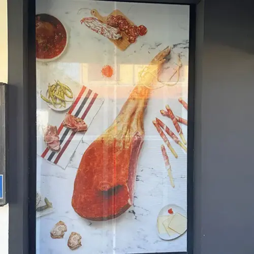 Habillage vitrine Etxe Peio Mimizan